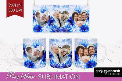 Winter Photo Frame Mug Wrap - Tie Dye Mug Sublimation Sublimation OrangeBrushStudio 