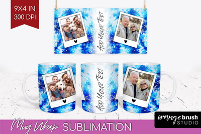 Winter Photo Frame Mug Wrap - Tie Dye Mug Sublimation Sublimation OrangeBrushStudio 