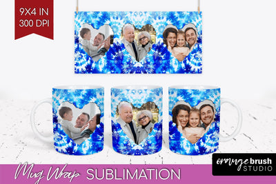 Winter Photo Frame Mug Wrap - Tie Dye Mug Sublimation Sublimation OrangeBrushStudio 
