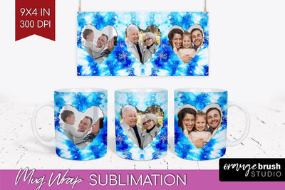 Winter Photo Frame Mug Wrap - Tie Dye Mug Sublimation Sublimation OrangeBrushStudio 
