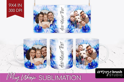 Winter Photo Frame Mug Wrap - Tie Dye Mug Sublimation Sublimation OrangeBrushStudio 