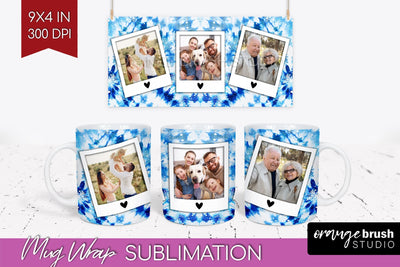 Winter Photo Frame Mug Wrap - Tie Dye Mug Sublimation Sublimation OrangeBrushStudio 
