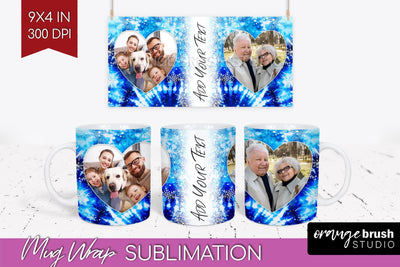 Winter Photo Frame Mug Wrap - Tie Dye Mug Sublimation Sublimation OrangeBrushStudio 