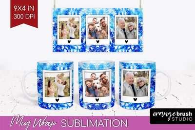 Winter Photo Frame Mug Wrap - Tie Dye Mug Sublimation Sublimation OrangeBrushStudio 