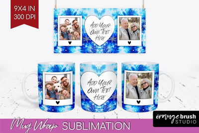 Winter Photo Frame Mug Wrap - Tie Dye Mug Sublimation Sublimation OrangeBrushStudio 