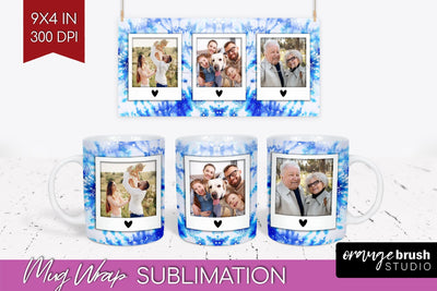 Winter Photo Frame Mug Wrap - Tie Dye Mug Sublimation Sublimation OrangeBrushStudio 