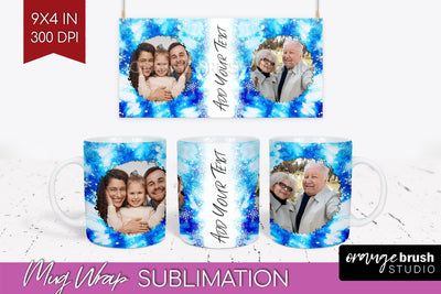 Winter Photo Frame Mug Wrap - Tie Dye Mug Sublimation Sublimation OrangeBrushStudio 