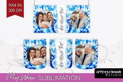 Winter Photo Frame Mug Wrap - Tie Dye Mug Sublimation Sublimation OrangeBrushStudio 