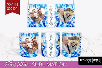 Winter Photo Frame Mug Wrap - Tie Dye Mug Sublimation Sublimation OrangeBrushStudio 
