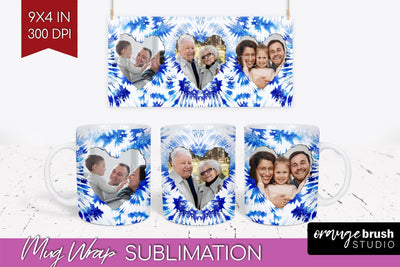 Winter Photo Frame Mug Wrap - Tie Dye Mug Sublimation Sublimation OrangeBrushStudio 