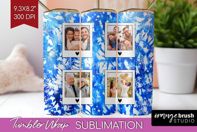 Winter Photo Frame Tumbler Wrap - Tie Dye Background Sublimation OrangeBrushStudio 