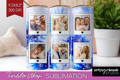Winter Photo Frame Tumbler Wrap - Tie Dye Background Sublimation OrangeBrushStudio 
