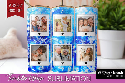 Winter Photo Frame Tumbler Wrap - Tie Dye Background Sublimation OrangeBrushStudio 