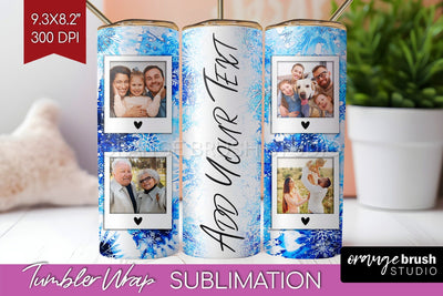 Winter Photo Frame Tumbler Wrap - Tie Dye Background Sublimation OrangeBrushStudio 