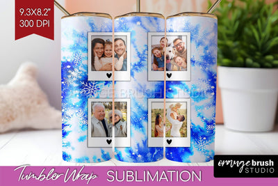 Winter Photo Frame Tumbler Wrap - Tie Dye Background Sublimation OrangeBrushStudio 