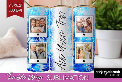 Winter Photo Frame Tumbler Wrap - Tie Dye Background Sublimation OrangeBrushStudio 