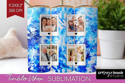 Winter Photo Frame Tumbler Wrap - Tie Dye Background Sublimation OrangeBrushStudio 