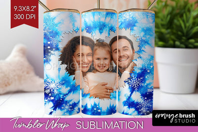 Winter Photo Frame Tumbler Wrap - Tie Dye Background Sublimation OrangeBrushStudio 