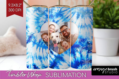 Winter Photo Frame Tumbler Wrap - Tie Dye Background Sublimation OrangeBrushStudio 
