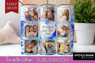 Winter Photo Frame Tumbler Wrap - Tie Dye Background Sublimation OrangeBrushStudio 