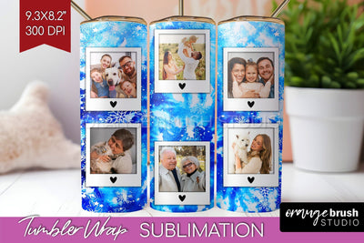 Winter Photo Frame Tumbler Wrap - Tie Dye Background Sublimation OrangeBrushStudio 