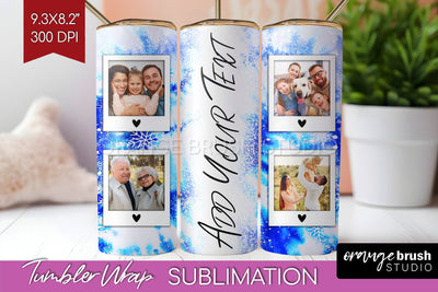 Winter Photo Frame Tumbler Wrap - Tie Dye Background Sublimation OrangeBrushStudio 
