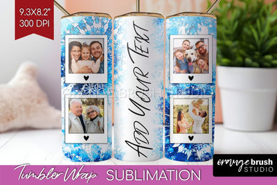 Winter Photo Frame Tumbler Wrap - Tie Dye Background Sublimation OrangeBrushStudio 