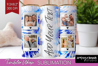 Winter Photo Frame Tumbler Wrap - Tie Dye Background Sublimation OrangeBrushStudio 
