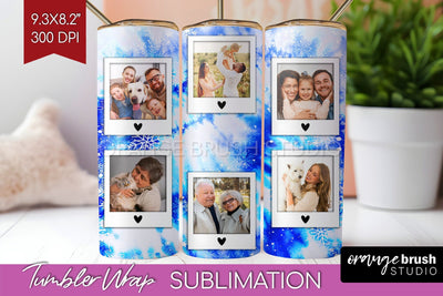 Winter Photo Frame Tumbler Wrap - Tie Dye Background Sublimation OrangeBrushStudio 
