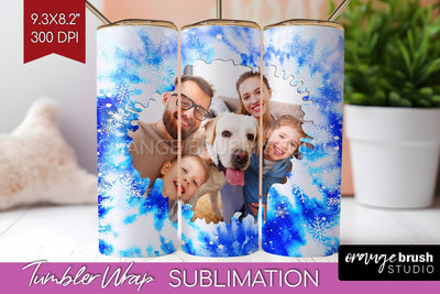 Winter Photo Frame Tumbler Wrap - Tie Dye Background Sublimation OrangeBrushStudio 
