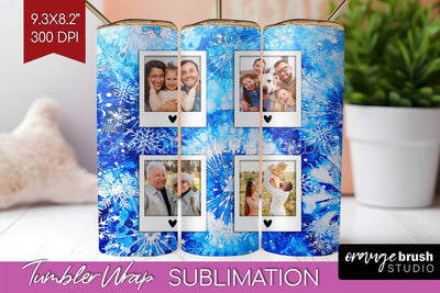 Winter Photo Frame Tumbler Wrap - Tie Dye Background Sublimation OrangeBrushStudio 