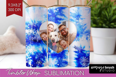 Winter Photo Frame Tumbler Wrap - Tie Dye Background Sublimation OrangeBrushStudio 