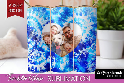 Winter Photo Frame Tumbler Wrap - Tie Dye Background Sublimation OrangeBrushStudio 