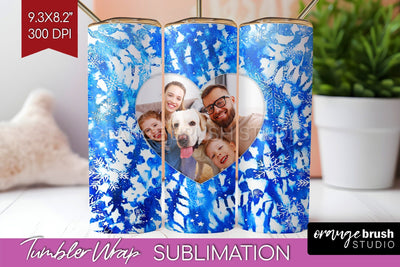 Winter Photo Frame Tumbler Wrap - Tie Dye Background Sublimation OrangeBrushStudio 