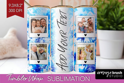 Winter Photo Frame Tumbler Wrap - Tie Dye Background Sublimation OrangeBrushStudio 