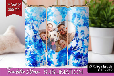 Winter Photo Frame Tumbler Wrap - Tie Dye Background Sublimation OrangeBrushStudio 