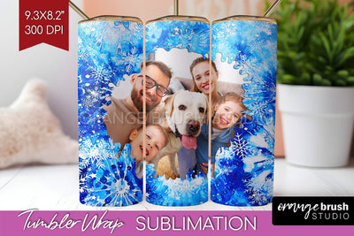 Winter Photo Frame Tumbler Wrap - Tie Dye Background Sublimation OrangeBrushStudio 