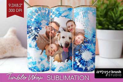Winter Photo Frame Tumbler Wrap - Tie Dye Background Sublimation OrangeBrushStudio 