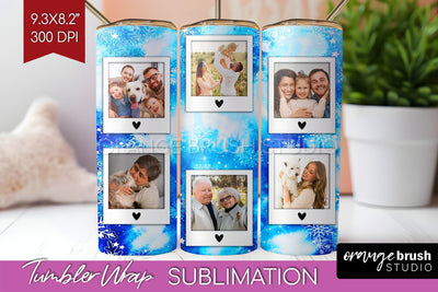 Winter Photo Frame Tumbler Wrap - Tie Dye Background Sublimation OrangeBrushStudio 
