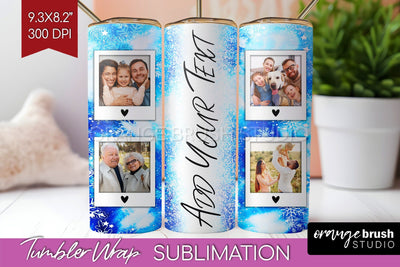 Winter Photo Frame Tumbler Wrap - Tie Dye Background Sublimation OrangeBrushStudio 