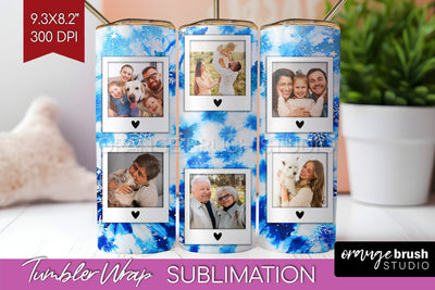 Winter Photo Frame Tumbler Wrap - Tie Dye Background Sublimation OrangeBrushStudio 