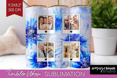 Winter Photo Frame Tumbler Wrap - Tie Dye Background Sublimation OrangeBrushStudio 
