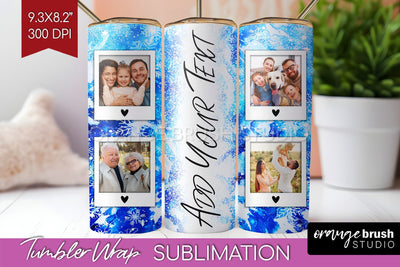 Winter Photo Frame Tumbler Wrap - Tie Dye Background Sublimation OrangeBrushStudio 