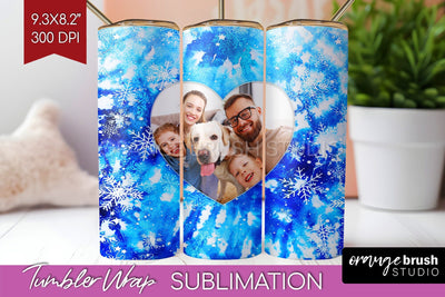 Winter Photo Frame Tumbler Wrap - Tie Dye Background Sublimation OrangeBrushStudio 