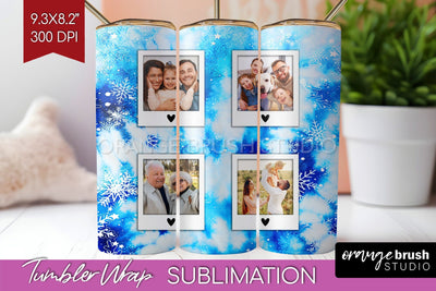 Winter Photo Frame Tumbler Wrap - Tie Dye Background Sublimation OrangeBrushStudio 
