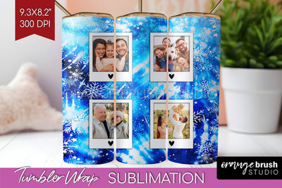 Winter Photo Frame Tumbler Wrap - Tie Dye Background Sublimation OrangeBrushStudio 