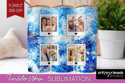 Winter Photo Frame Tumbler Wrap - Tie Dye Background Sublimation OrangeBrushStudio 