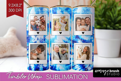 Winter Photo Frame Tumbler Wrap - Tie Dye Background Sublimation OrangeBrushStudio 