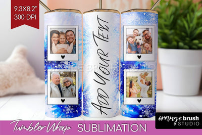 Winter Photo Frame Tumbler Wrap - Tie Dye Background Sublimation OrangeBrushStudio 