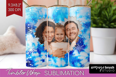 Winter Photo Frame Tumbler Wrap - Tie Dye Background Sublimation OrangeBrushStudio 